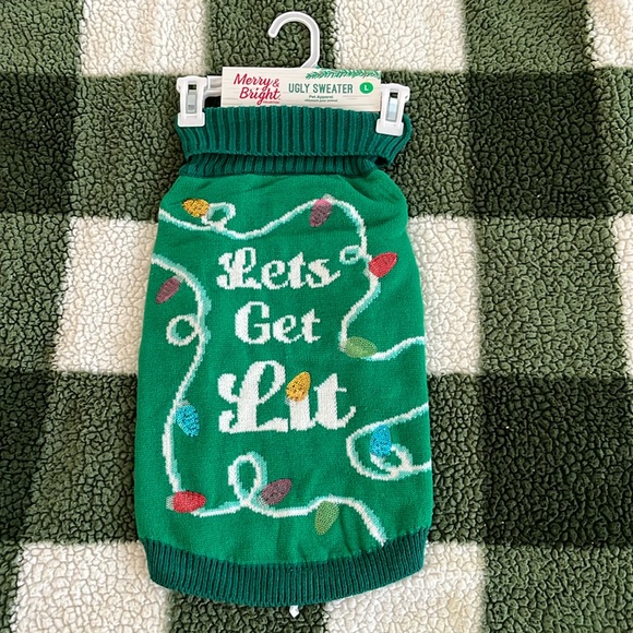 Merry & Bright Other - 🐾NEW🐾 Merry & Bright dog ugly sweater Let’s get Lit’ size L
